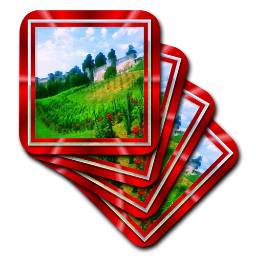 3dRose LLC Vineyard Painting Coaster, Soft, Set of 8