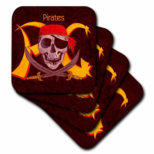 3dRose CST_1265_3 Pirates Ceramic Tile Coasters, Set of 4