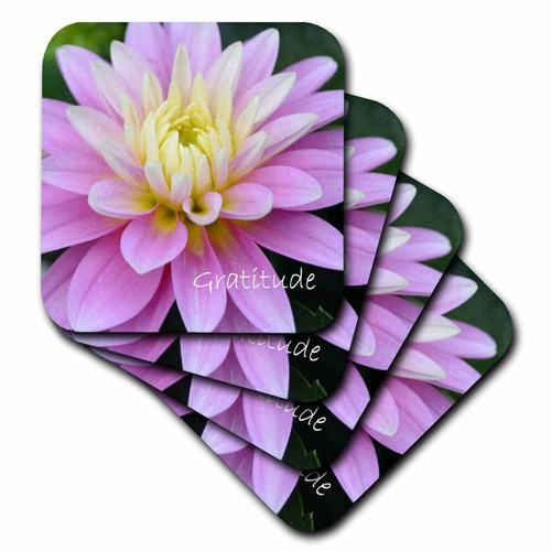 3dRose CST_25674_3 Inspirations Gratitude-Ceramic Tile Coasters, Set of 4