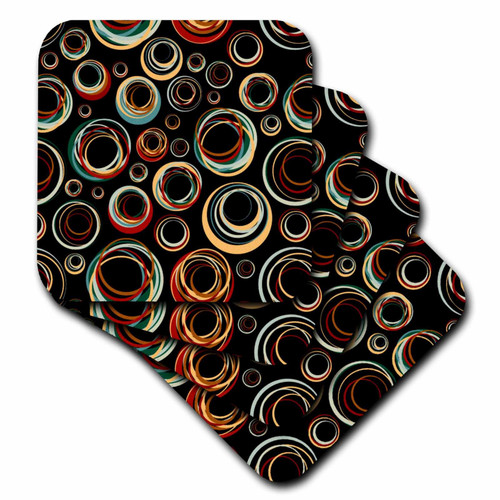 3dRose cst_29074_3 Retro Circles-Ceramic Tile Coasters, Set of 4