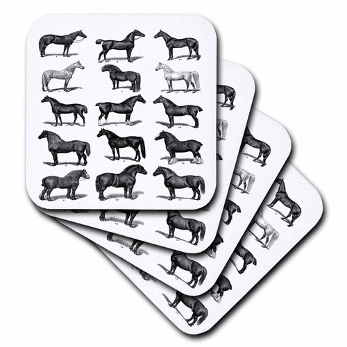 3dRose CST_35138_3 Horse Breeds-Ceramic Tile Coasters, Set of 4