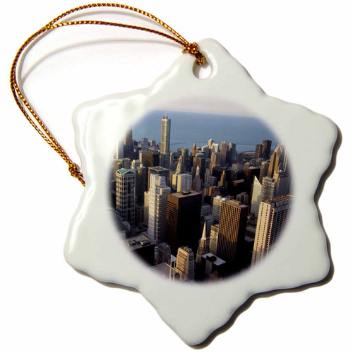 3dRose orn_90194_1 Lake Michigan Waterfront, Chicago, Illinois US14 DFR0138 David R. Frazier Snowflake Porcelain Ornament, 3-Inch