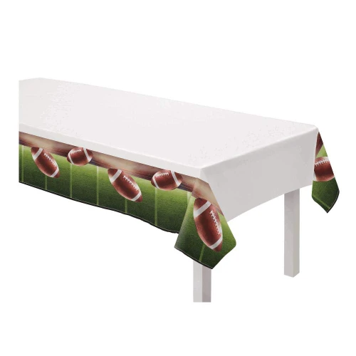 amscan Football Rectangular Plastic Table Cover -54" x 96", 1 pc.