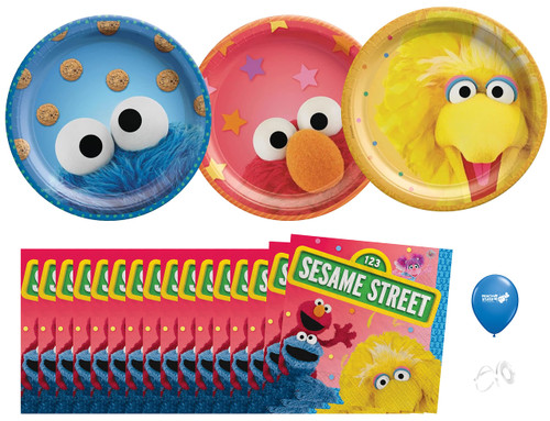 Sesame Street Birthday Party Supplies | Sesame Street Decorations | Sesame Street Tableware | Sesame Street Cake Plates | Sesame Street Balloons - Serves 16 Guests