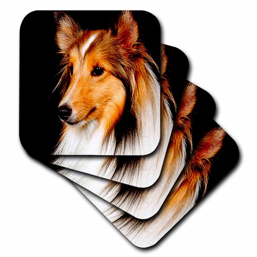 3dRose Sheltie Shetland SheepDog - Soft Coasters, set of 8 , set-of-8-Soft, Varies
