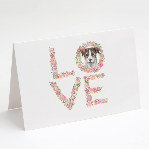 Caroline's Treasures WDK4454GCA7P Jack Russell Terrier #9 LOVE Greeting Cards and Envelopes Pack of 8 Blank Cards with Envelopes Whimsical A7 Size 5x7 Blank Greeting Cards