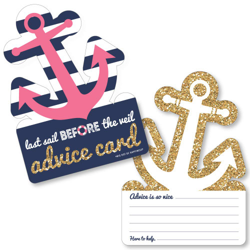 Big Dot of Happiness Last Sail Before the Veil - Anchor Wish Card Nautical Bachelorette and Bridal Shower Activities - Shaped Advice Cards Game - Set of 20 Big Dot of Happiness Last Sail Before the Veil - Anchor Wish Card Nautical Bachelorette and Bridal Shower Activities - Shaped Advice Cards Game - Set of 20