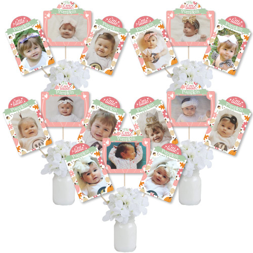 Big Dot of Happiness Girl Little Pumpkin - Fall Birthday Party or Baby Shower Picture Centerpiece Sticks - Photo Table Toppers - 15 Pieces Big Dot of Happiness Girl Little Pumpkin - Fall Birthday Party or Baby Shower Picture Centerpiece Sticks - Photo Table Toppers - 15 Pieces