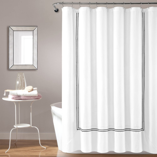 Lush Decor Hotel Collection Shower Curtain, 72" x 72", White & Black