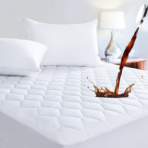 King Size Quilted Fitted 100% Waterproof Mattress Pad, Breathable Mattress Protector, Soft Noiseless Mattress Cover with Deep Pocket, Stretches Up to 21 Inches Bed Protector (White) King Size Quilted Fitted 100% Waterproof Mattress Pad, Breathable Mattress Protector, Soft Noiseless Mattress Cover with Deep Pocket, Stretches Up to 21 Inches Bed Protector (White)