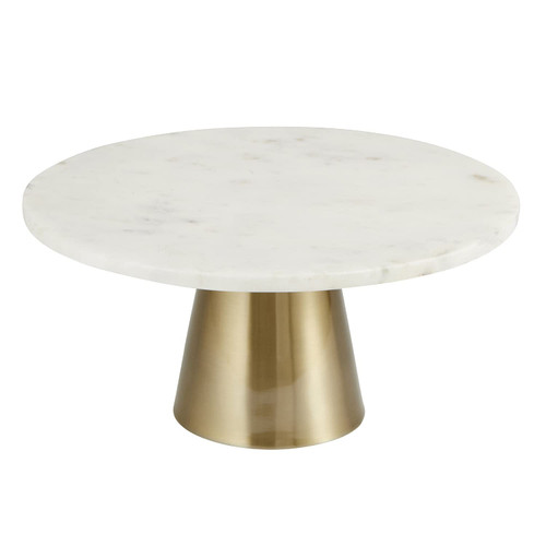 Santa Barbara Design Studio Table Sugar Marble Cake Stand, 12-Inch Diameter, White/Brass