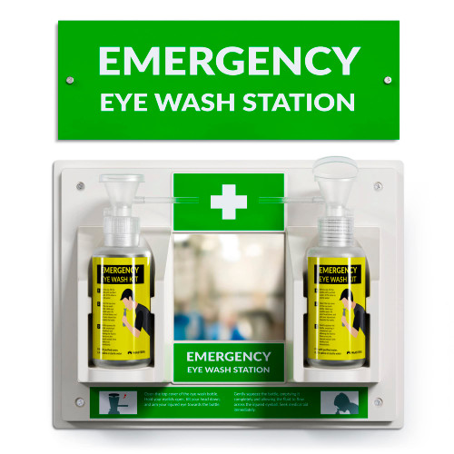 MAASTERS BPA Free Portable Eye Wash Station OSHA Approved - Wall-Mounted First Aid Eye Wash Kit w/Mirror & 2X 16oz Empty Bottles - No Eye Wash Solution Included - Emergency Eyewash