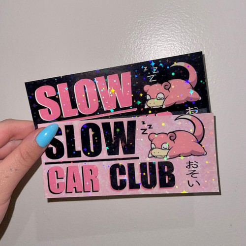 Decal Car Cute, Beautiful Slow Car Club JDM Sticker, Laptop Sticker, Car Decal Sticker, Sticker Cute (Outdoor(Waterproof), Pink)