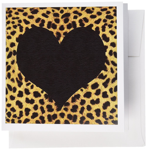 3dRose Punk Rockabilly Cheetah Animal Print Black Heart Greeting Cards, Set of 6 (gc_20394_1) 3dRose Punk Rockabilly Cheetah Animal Print Black Heart Greeting Cards, Set of 6 (gc_20394_1)