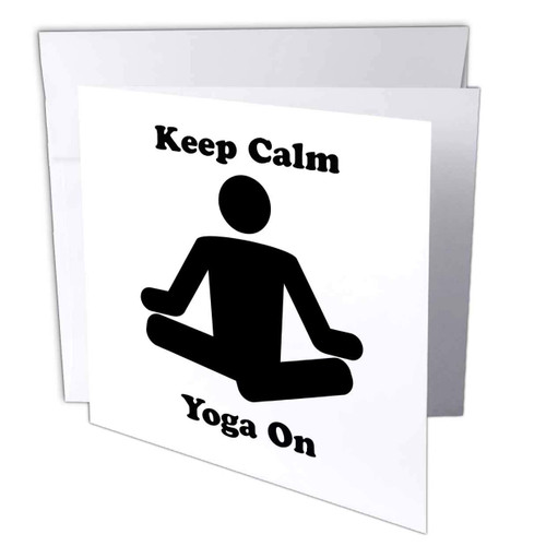 3dRose Set of 12 Greeting Cards, Keep Calm Yoga On (gc_123067_2)