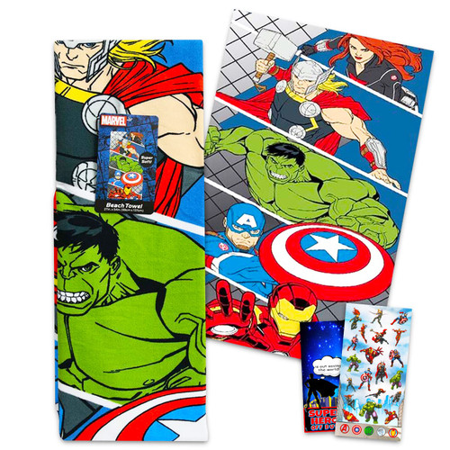 Marvel Shop Avengers Beach Towel Set - Bundle with Avengers Microfiber Pool Towel with Bonus Stickers and More (Marvel Avengers Bath Set), Marvel Avengers Towel Set Marvel Shop Avengers Beach Towel Set - Bundle with Avengers Microfiber Pool Towel with Bonus Stickers and More (Marvel Avengers Bath Set), Marvel Avengers Towel Set