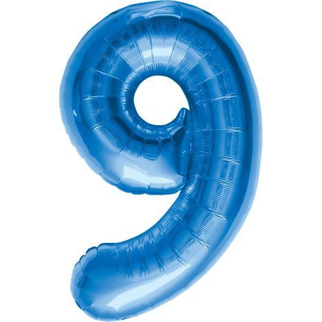 Number 9 - Blue Helium Foil Balloon - 34 inch by Northstar Balloons