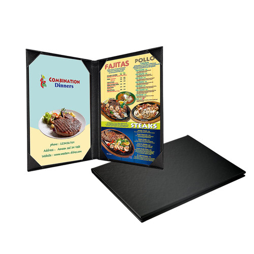 3 Packs of Restaurant Menu Covers Holders 8.5 X 11 Inches, Double View Leather Menu Holder Covers,Leather Menu Covers for Wine List, Drinks, Cafes, Bar, Hotel (8.5" X 11"/2 View-Book Style/3 Pcs)