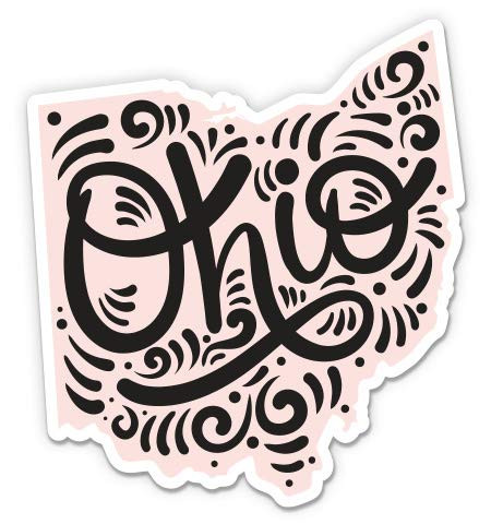 GT Graphics Ohio Shape Cute Letters Native Local - 3" Vinyl Sticker - for Car Laptop I-Pad Phone Helmet Hard Hat - Waterproof Decal
