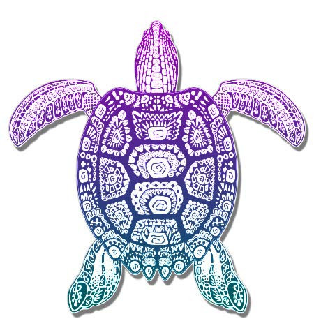 GT Graphics Sea Turtle Beautiful Color - 3" Vinyl Sticker - for Car Laptop I-Pad Phone Helmet Hard Hat - Waterproof Decal