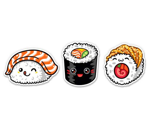 GT Graphics Cute Sushi Set of 3-2" Each Vinyl Stickers - for Car Laptop I-Pad Phone Helmet Hard Hat - Waterproof Decals GT Graphics Cute Sushi Set of 3-2" Each Vinyl Stickers - for Car Laptop I-Pad Phone Helmet Hard Hat - Waterproof Decals