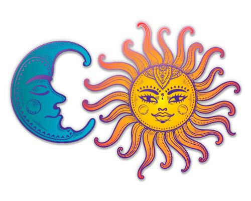 GT Graphics Sun and Moon - 6" Total Sheet Area - Vinyl Stickers - for Car Laptop I-Pad Phone Helmet Hard Hat - Waterproof Decals