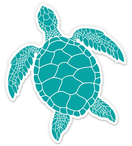 GT Graphics Sea Turtle Teal Cute - 3" Vinyl Sticker - for Car Laptop I-Pad Phone Helmet Hard Hat - Waterproof Decal