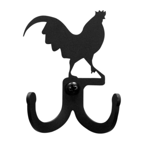 Village Wrought Iron Rooster - Double Wall Hook -