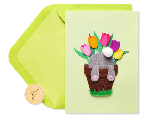 Papyrus Easter Card for Kids (Bunny in Flower Pot)