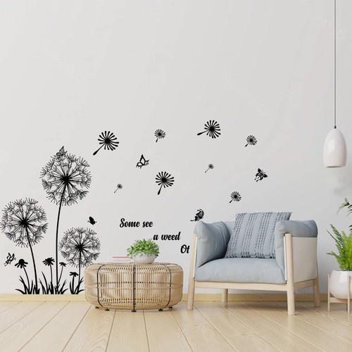 Black Dandelions Wall Decals Flying Flowers Butterflies Wall Stickers, Removable Waterproof Art Stickers,for Living Room Bedroom Sofa TV Background Wall Decor Black Dandelions Wall Decals Flying Flowers Butterflies Wall Stickers, Removable Waterproof Art Stickers,for Living Room Bedroom Sofa TV Background Wall Decor