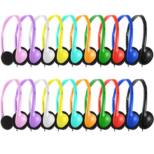 Hongzan Kids Headphones Bulk 20 Pack for School Students Children Teen Boys Girls, Wholesale Disposable Headphones Classroom Earphones (20Mixed)
