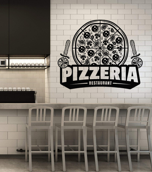Vinyl Wall Decal Pizza Restaurant Cook Kitchen Fresh Tasty Menu Pizzeria Stickers Mural Large Decor (g4750) Black Vinyl Wall Decal Pizza Restaurant Cook Kitchen Fresh Tasty Menu Pizzeria Stickers Mural Large Decor (g4750) Black