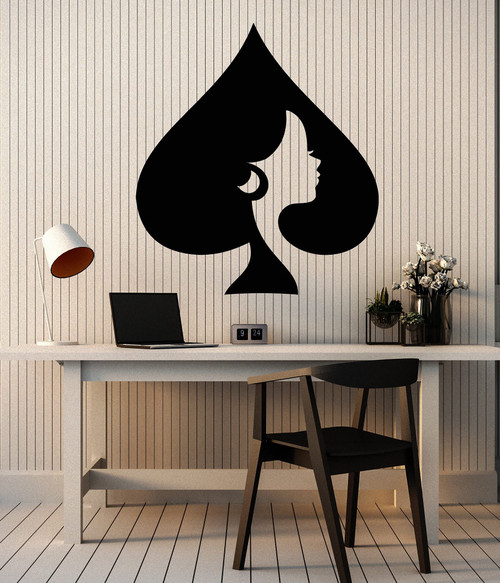 Vinyl Wall Decal Queen of Spades Playing Cards Poker Decor Stickers Mural Large Decor (g5665) Black Vinyl Wall Decal Queen of Spades Playing Cards Poker Decor Stickers Mural Large Decor (g5665) Black
