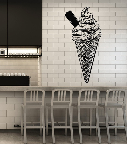 Large Vinyl Wall Decal Ice Cream Cone Dessert Sweet Home Decor Stickers Mural (g5958) Black Large Vinyl Wall Decal Ice Cream Cone Dessert Sweet Home Decor Stickers Mural (g5958) Black