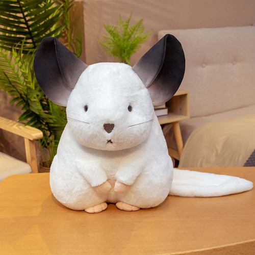 BYBYCD Chinchillas Plush Doll Plushy Cute Stuffed Toys Sofa Decoration Cushion Hamster Plush Pillow Plush Animal Toy(25cm,White)
