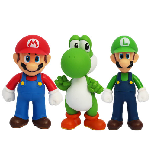 Mario Action FiguresToys, Mario and Luigi Action Figures Toy Set of 4.7'' Mario Luigi Yoshi Cake Toppers Decorations Toy (3pcs)
