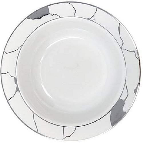 DecorLine White & Silver Bowl - 12 oz | Marble Collection | Pack of 10