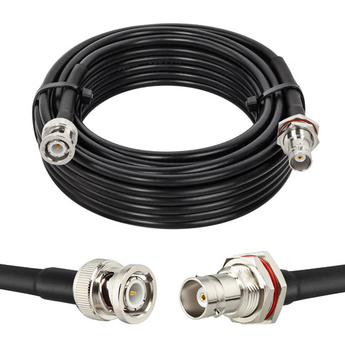 MOOKEERF BNC Cable - 50 ohm RG58 20FT BNC Male to Female Coax Cable Bulkhead Low Loss Antenna Extension Cable for CB Radio/VHF Ham Radio/Wireless Microphone/Antenna/CCTV/Amateur Radio etc.