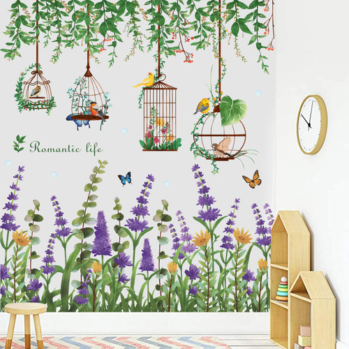 Flowers Wall Sticker Purple Flowers Wall Art Lavender Flower Butterfly Wall Decals Green Leaf and Flying Bird DIY Art Vinyl Wall Decal Self Adhesive Wall Mural for Nursery Bedroom Kids Room Flowers Wall Sticker Purple Flowers Wall Art Lavender Flower Butterfly Wall Decals Green Leaf and Flying Bird DIY Art Vinyl Wall Decal Self Adhesive Wall Mural for Nursery Bedroom Kids Room
