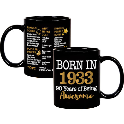 Fatbaby 90th Birthday Gifts for Women Men,1933 Bday Gift Idea for Mom Dad Husband Wife Grandma Grandpa,90 Year Old Birthday Coffee Mug,Ninety Tea Cup 11oz Fatbaby 90th Birthday Gifts for Women Men,1933 Bday Gift Idea for Mom Dad Husband Wife Grandma Grandpa,90 Year Old Birthday Coffee Mug,Ninety Tea Cup 11oz