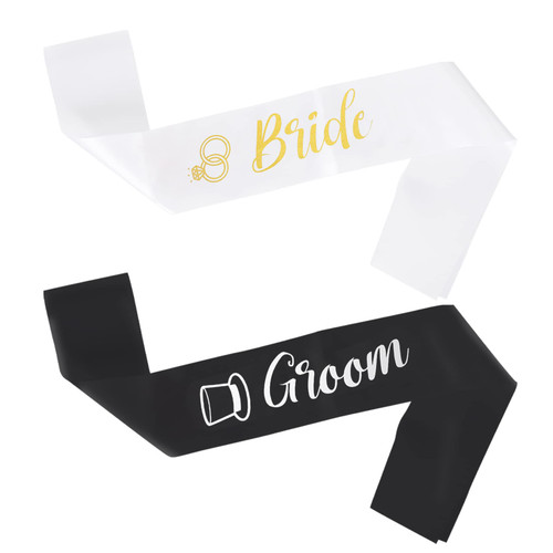 Bride & Groom Sash Set, Bachelorette Party Sash, Bride and Groom to Be Sash, White and Black Bachelorette Sash for Bridal Shower, Engagement Party Favors for Bridal Shower Bride & Groom Sash Set, Bachelorette Party Sash, Bride and Groom to Be Sash, White and Black Bachelorette Sash for Bridal Shower, Engagement Party Favors for Bridal Shower