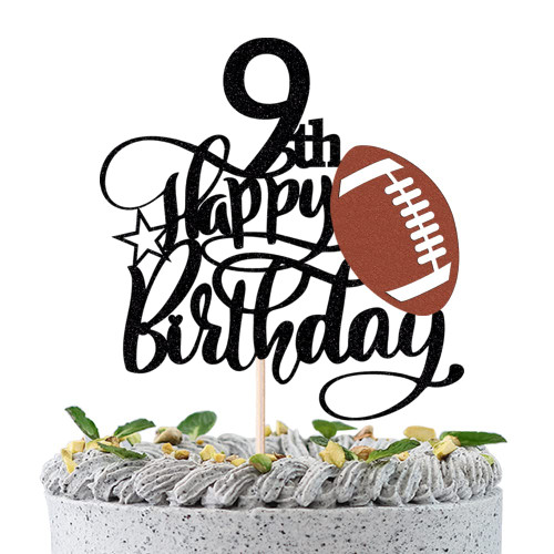 WRACKKIAR Football Happy 9th Birthday Cake Topper-Sport Theme Birthday Party Decorations-Happy 9th Birthday Party Supplies Decorations (9)