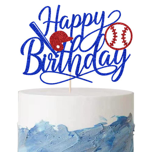 Kaoenla Flash Football Happy Birthday Cake - sports star soccer player logo cake topper, sports themed boy/girl birthday cake topper, soccer birthday party selected decorations supplies (Baseball)