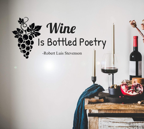 Vinyl Wall Decal Grapevine Wine Poetry Alcohol Drink Stickers Mural 22.5 in x 10 in gz208