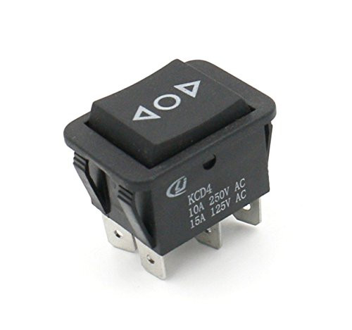 Baomain Momentary 6 Pin DPDT Button On/Off/On Rocker Switch AC 250V/10A 125V/15A Black Plastic