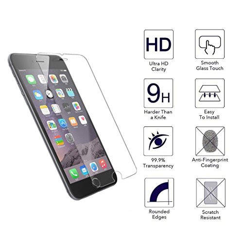 iPhone 7 Plus Screen Protector [Pack Front and Back]- [9H Hardness] [Crystal Clear] [Bubble Free] [3D Touch Compatible] Tempered Glass Screen Protector for Apple iPhone 7 Plus
