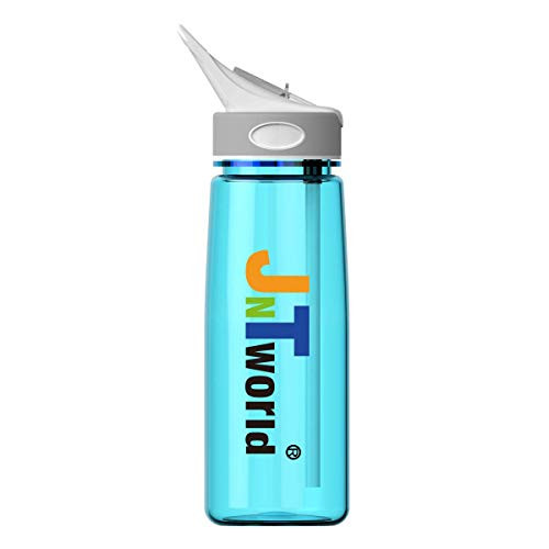 jntworld Sports Water Bottle, 800mL BPA Free Water Bottle with Straw and Handle for Kids/Adult Gym/Outdoors/Indoors, Blue