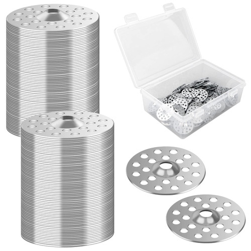 300 PCS 1 Inch Plaster Metal Washers Plaster Repair Washer with 1 PCS Clear Plastic Organizer Storage Box Plaster Buttons Profile Washer Flat Washers for Wall Ceiling Drywall Plaster Repair