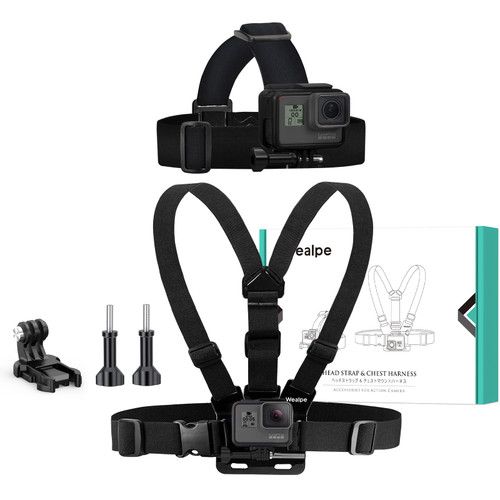Wealpe Chest Mount Harness Head Strap Mount Compatible with GoPro Hero 11, 10, 9, 8, 7, Max, Fusion, Hero (2018), 6, 5, 4, Session, 3+, 3, 2, 1, DJI Osmo, Xiaomi Yi Cameras