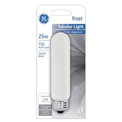 GE Lighting 45513 25-Watt 248-Lumen Specialty T10 Incandescent Light Bulb, White